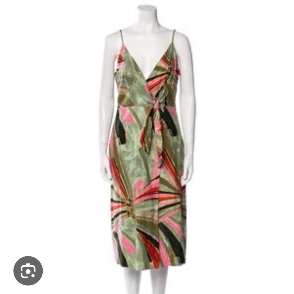 Jason Wu Linen Blend Stylish Wrap Midi  Dress Size 2
